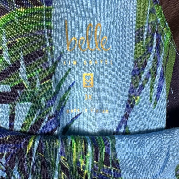 Belle by Kim Gravel | Blue and Green Leaf Print Jumpsuit - Picture 5 of 7